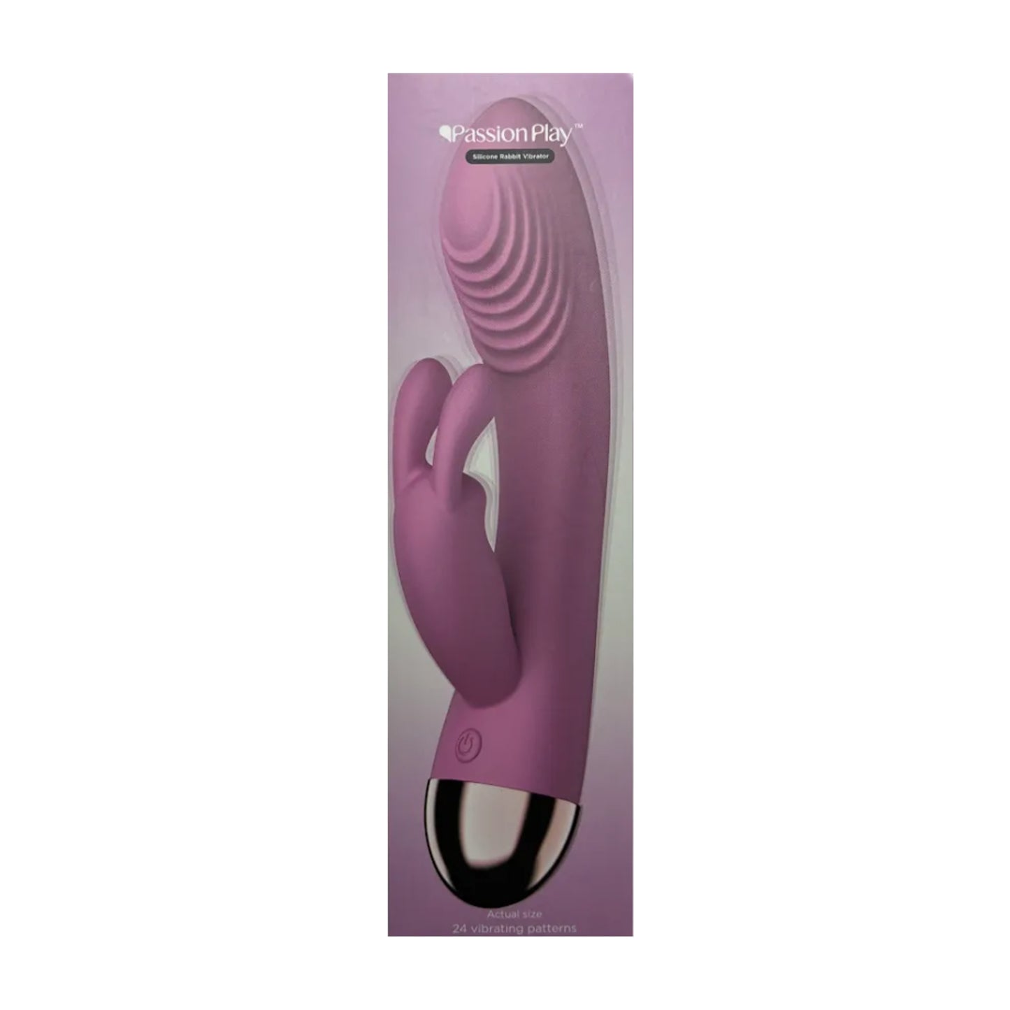 Passion Play Silicone Rabbit Vibrator Pink in retail packaging