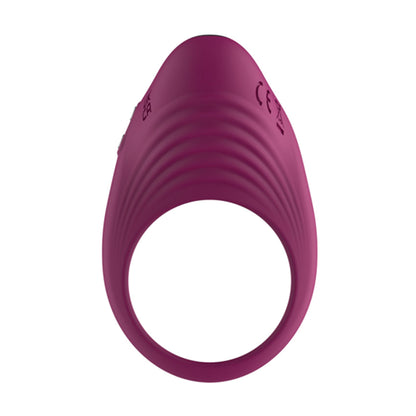 Front view of purple vibrating cock ring opening