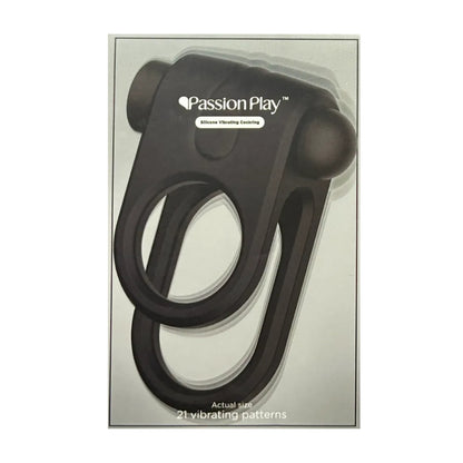 Passion Play Vibrating Dual Loop Ring Black in retail packaging