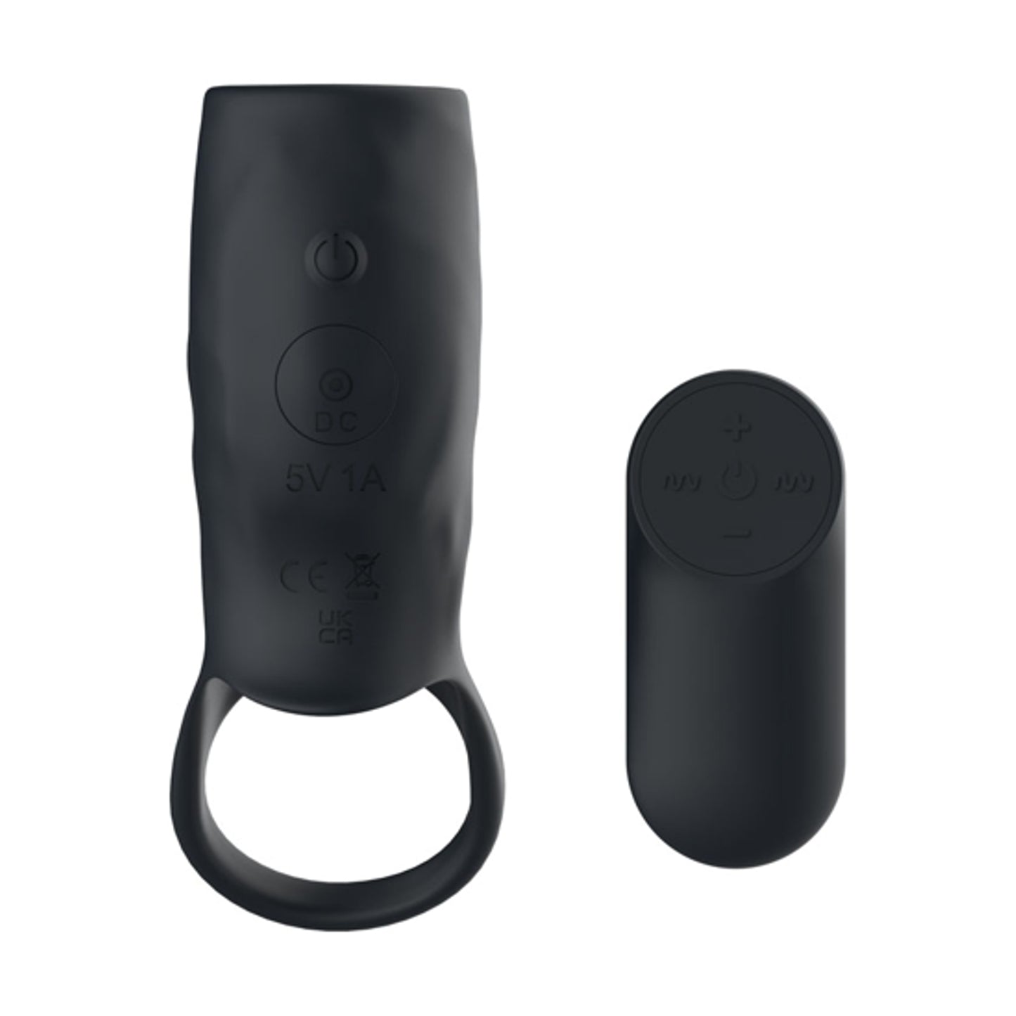 Rear view showing cock ring sleeve and power button
