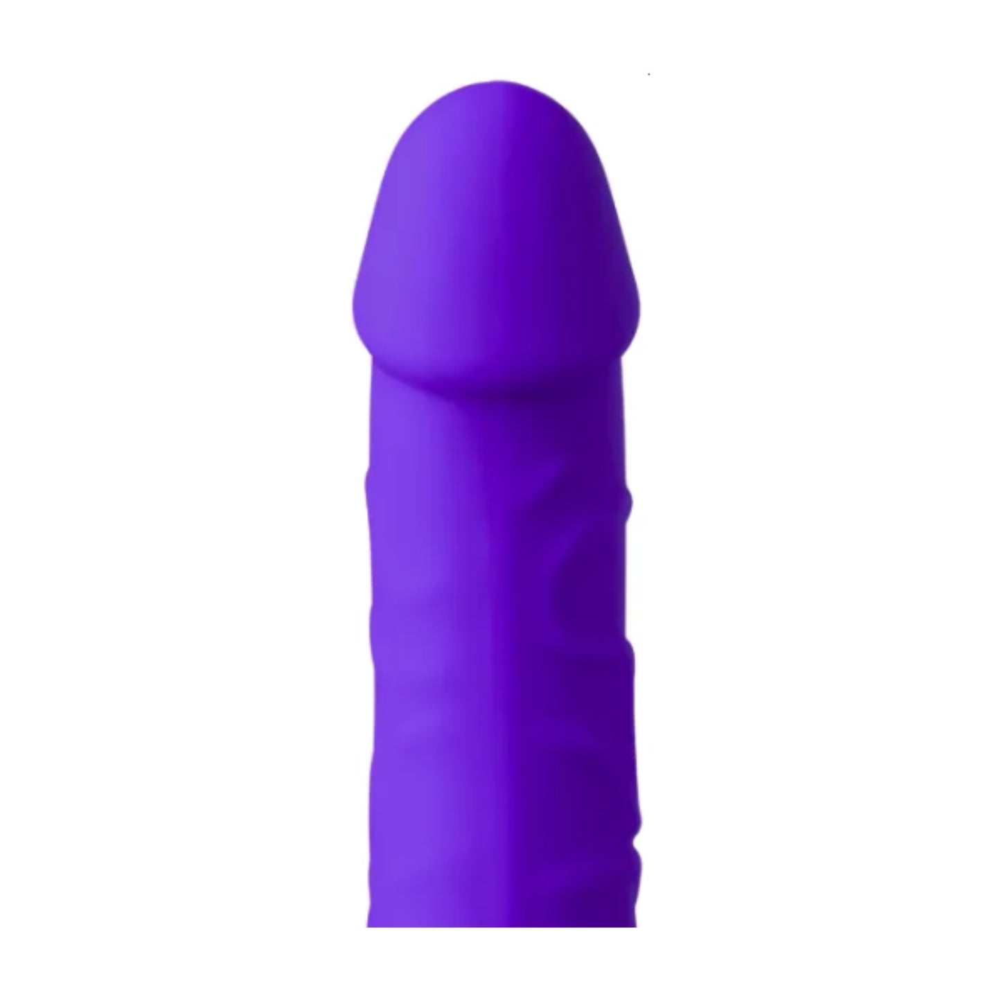 Close-up view of purple dildo head and shaft texture