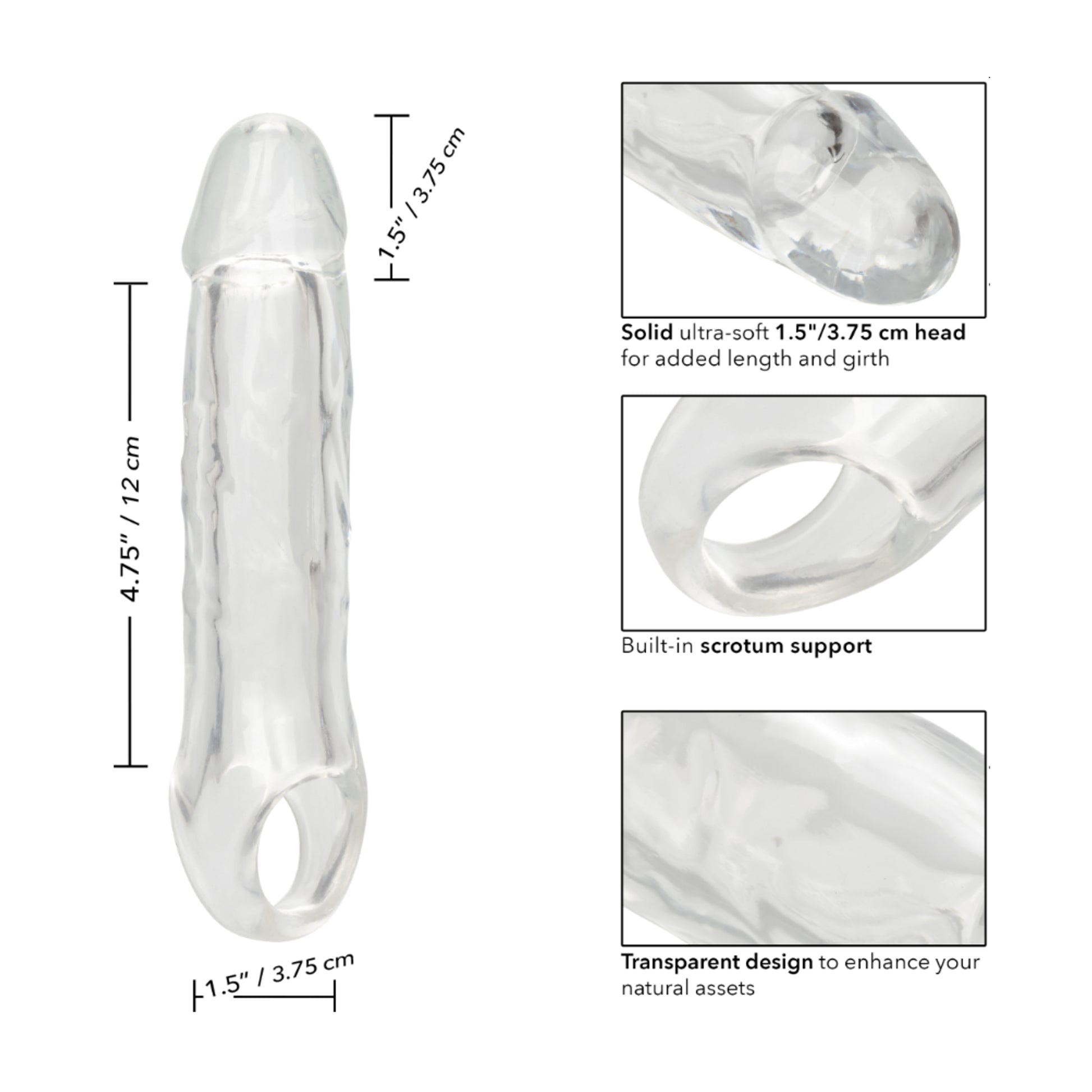 Size and measurement diagram for extension sleeve