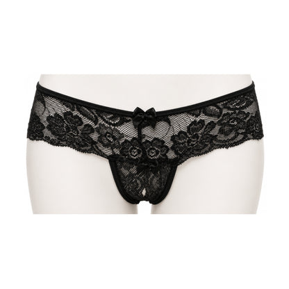 Poison Rose Crotchless Lace G-String Black front view
