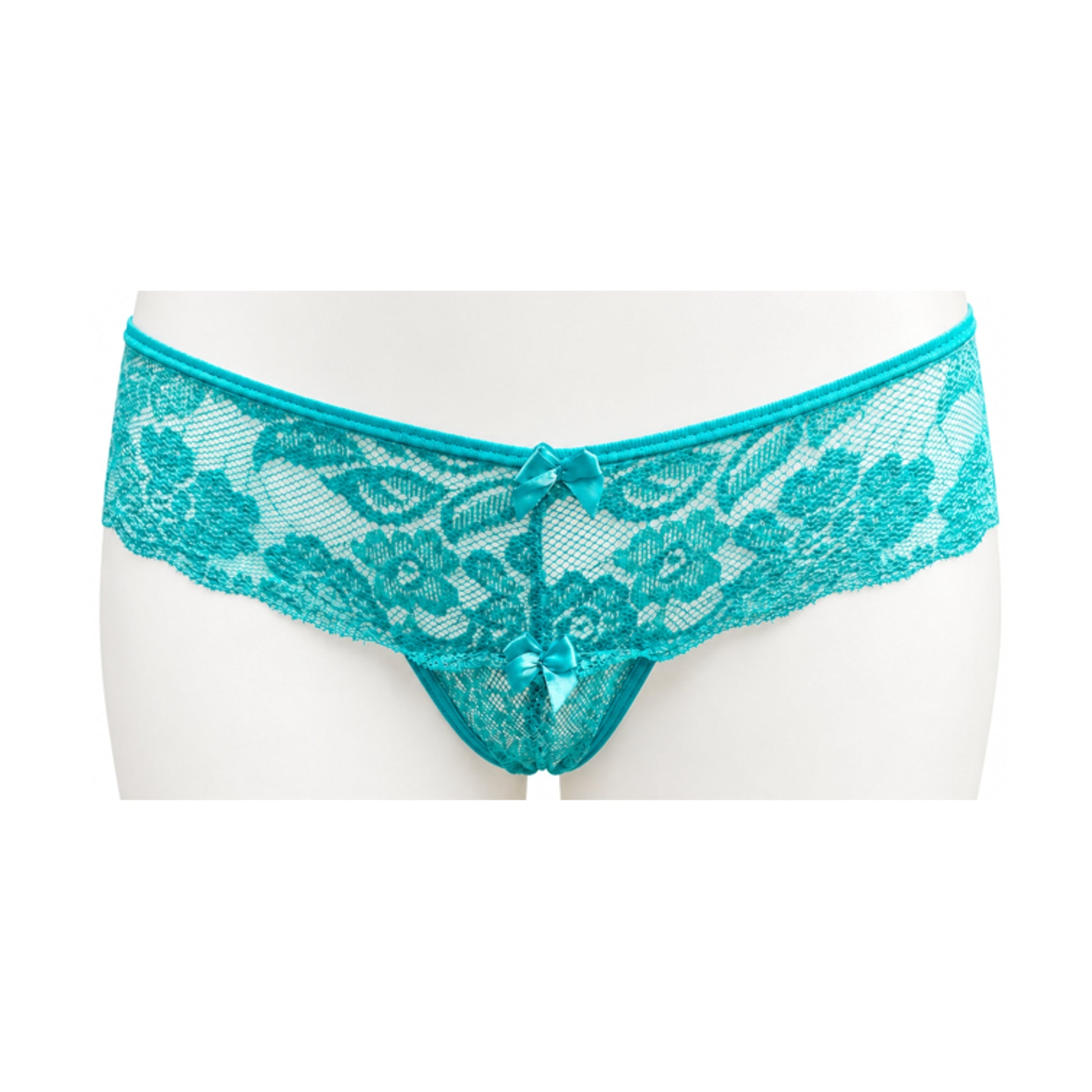 Poison Rose Crotchless Lace G-String Mint front view