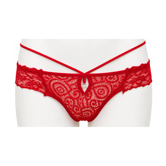 Poison Rose Lace Frill G-String Red OS front view