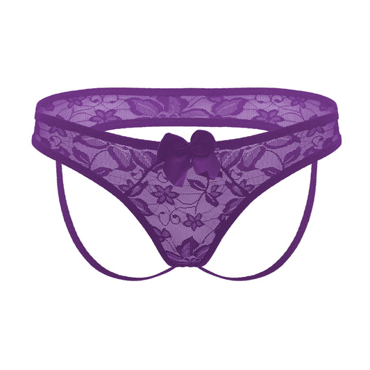 Poison Rose Lace Jockstrap Panty Purple OS front view