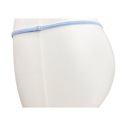 Baby blue adjustable waistband side detail close-up