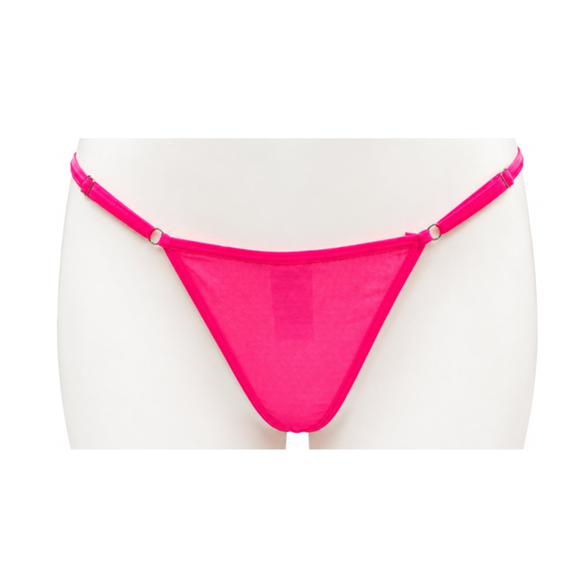 Poison Rose Micro Mesh Adjustable T-String Hot Pink front view