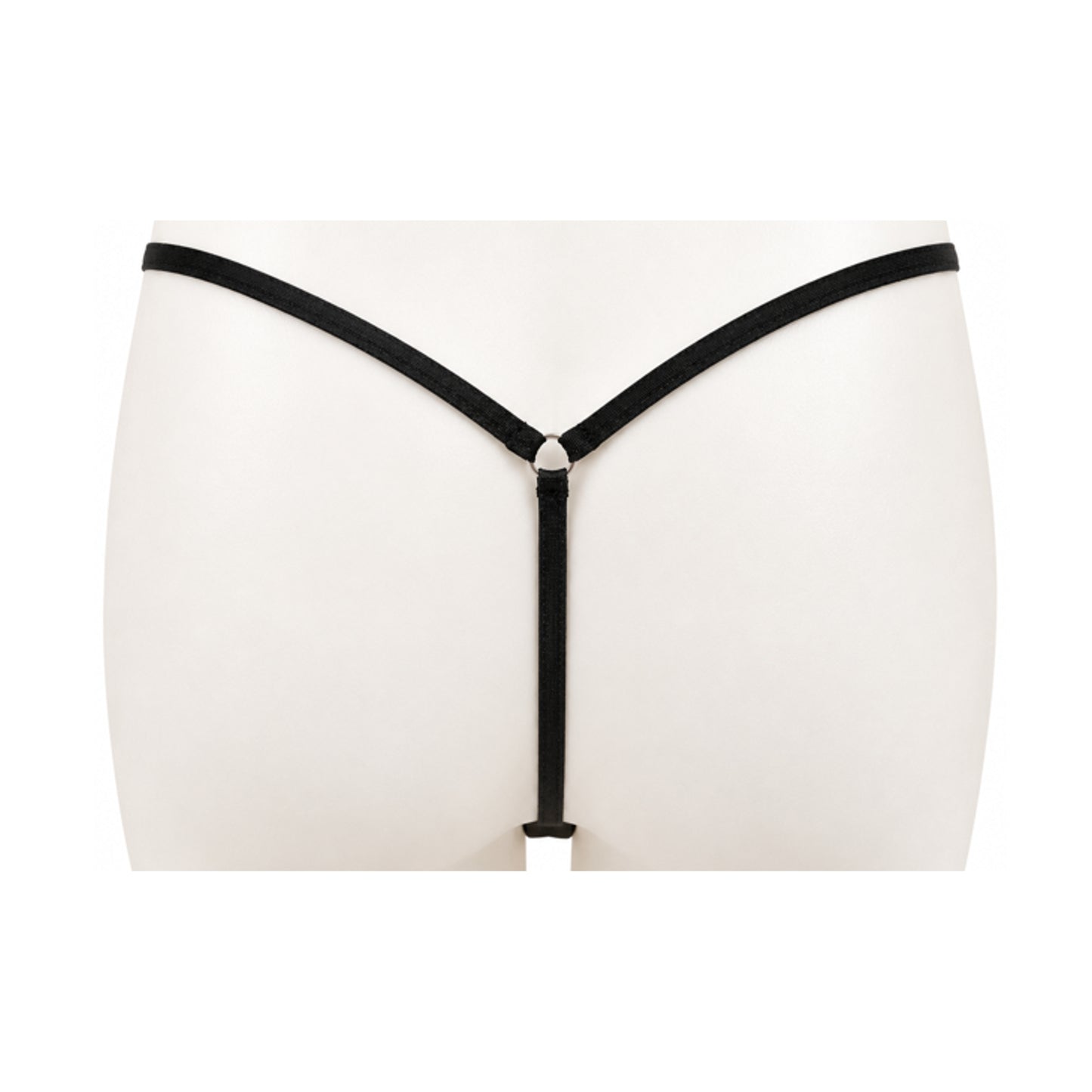 Black T-string rear view with minimal strap design