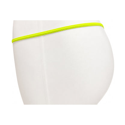 Fluro yellow stretch waistband side detail close-up