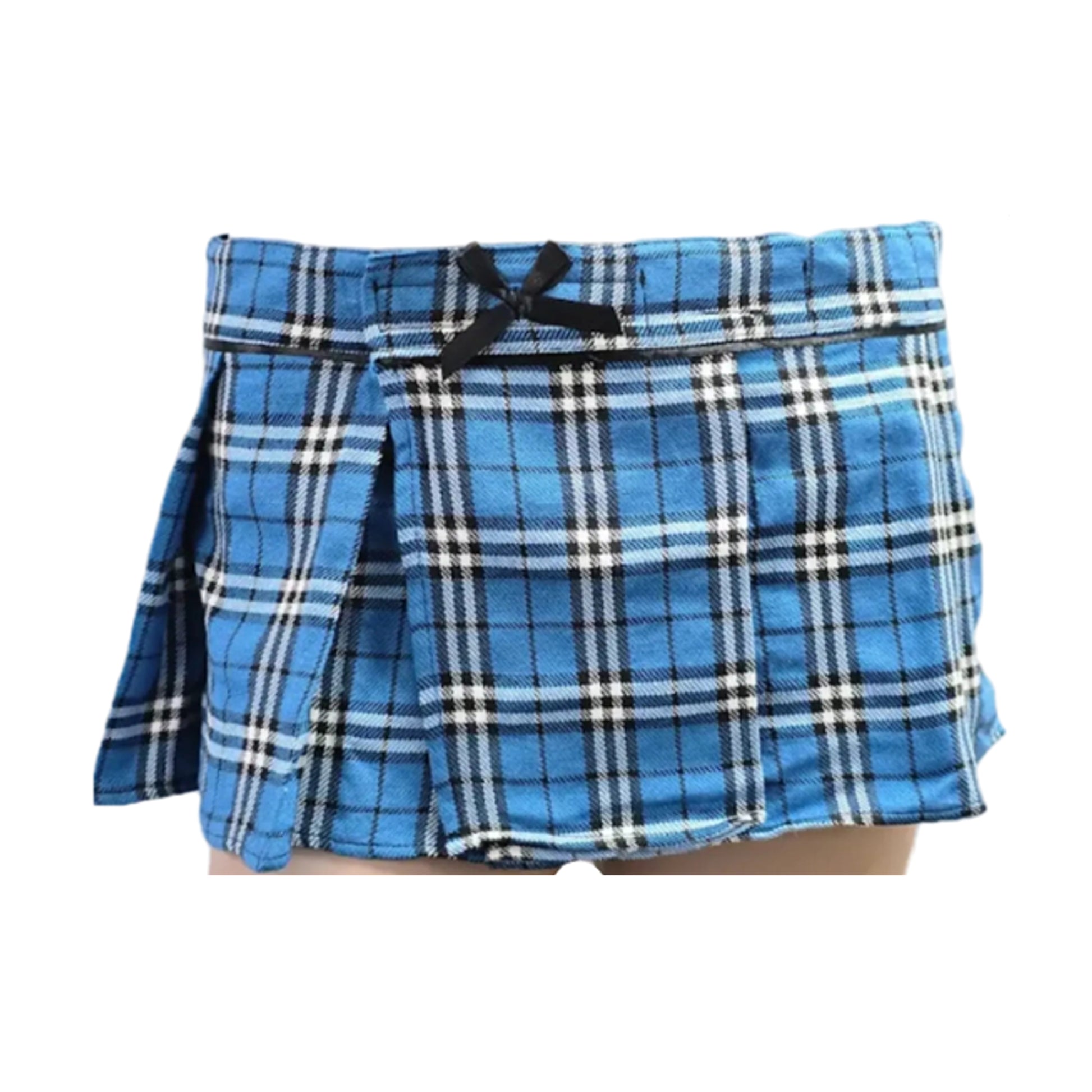 Poison Rose Schoolgirl Tartan Skirt Blue front view