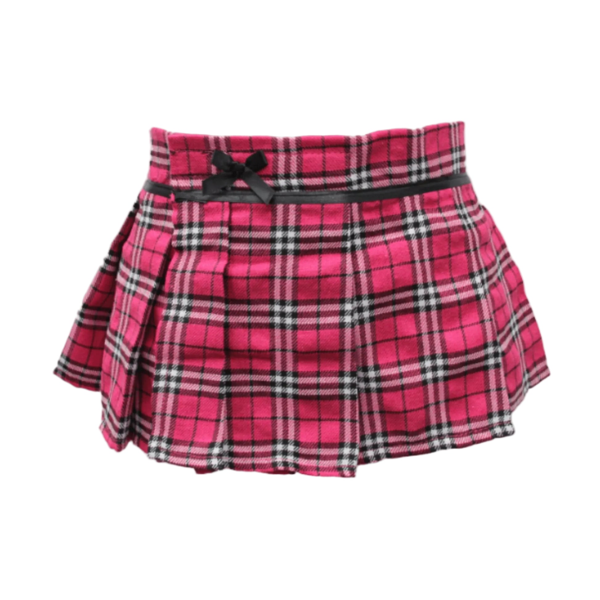 Poison Rose Schoolgirl Tartan Skirt Pink front view