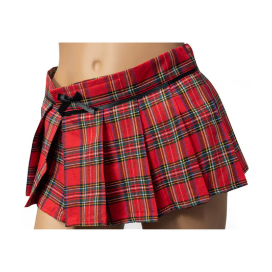 Poison Rose Schoolgirl Tartan Skirt Red front view