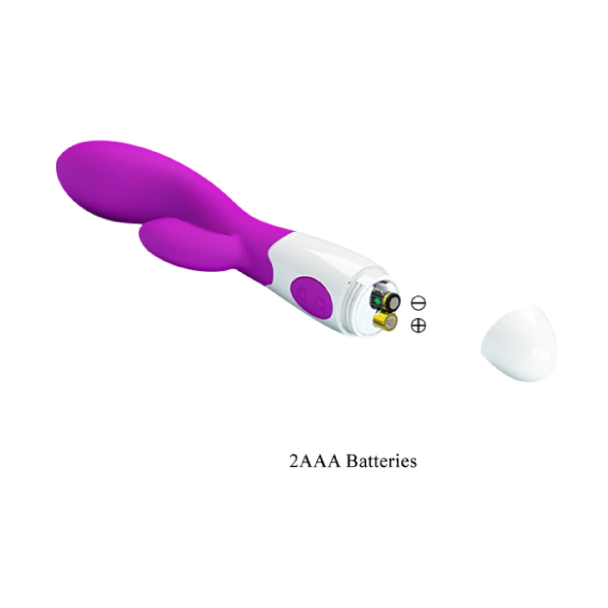 Battery compartment for two AAA batteries with cap removed