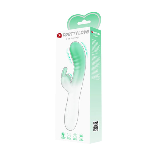 Pretty Love Cerberus Rabbit Vibrator Seafoam in retail packaging