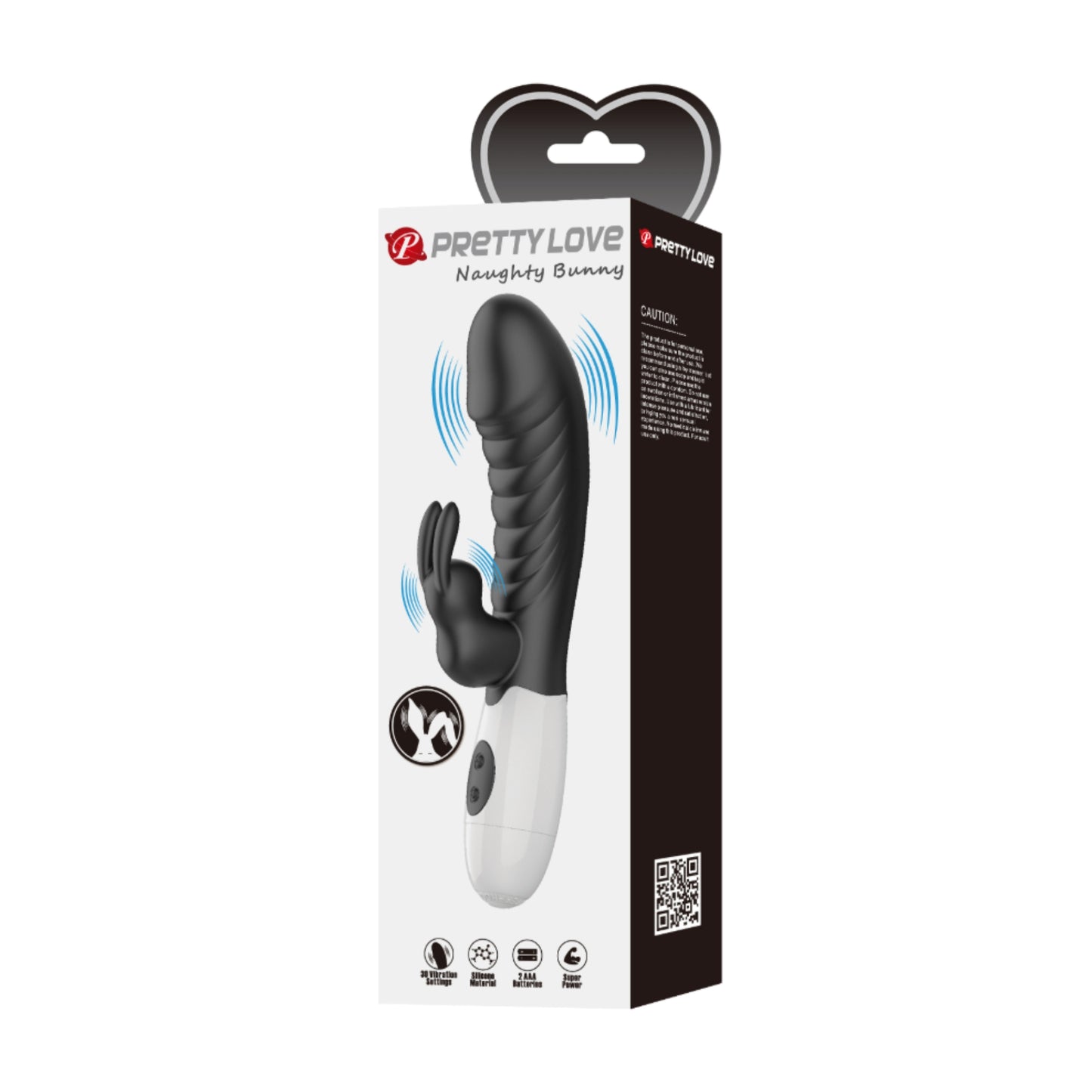 Pretty Love Naughty Bunny Rabbit Vibrator Black in retail packaging