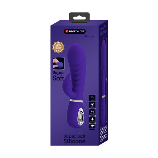 Pretty Love Prescott Rabbit Vibrator Purple in retail packaging