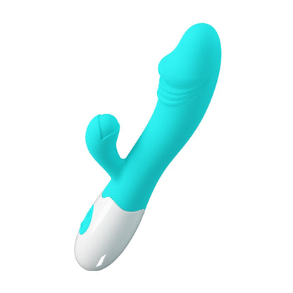 Angled side view showing textured shaft and rabbit stimulator