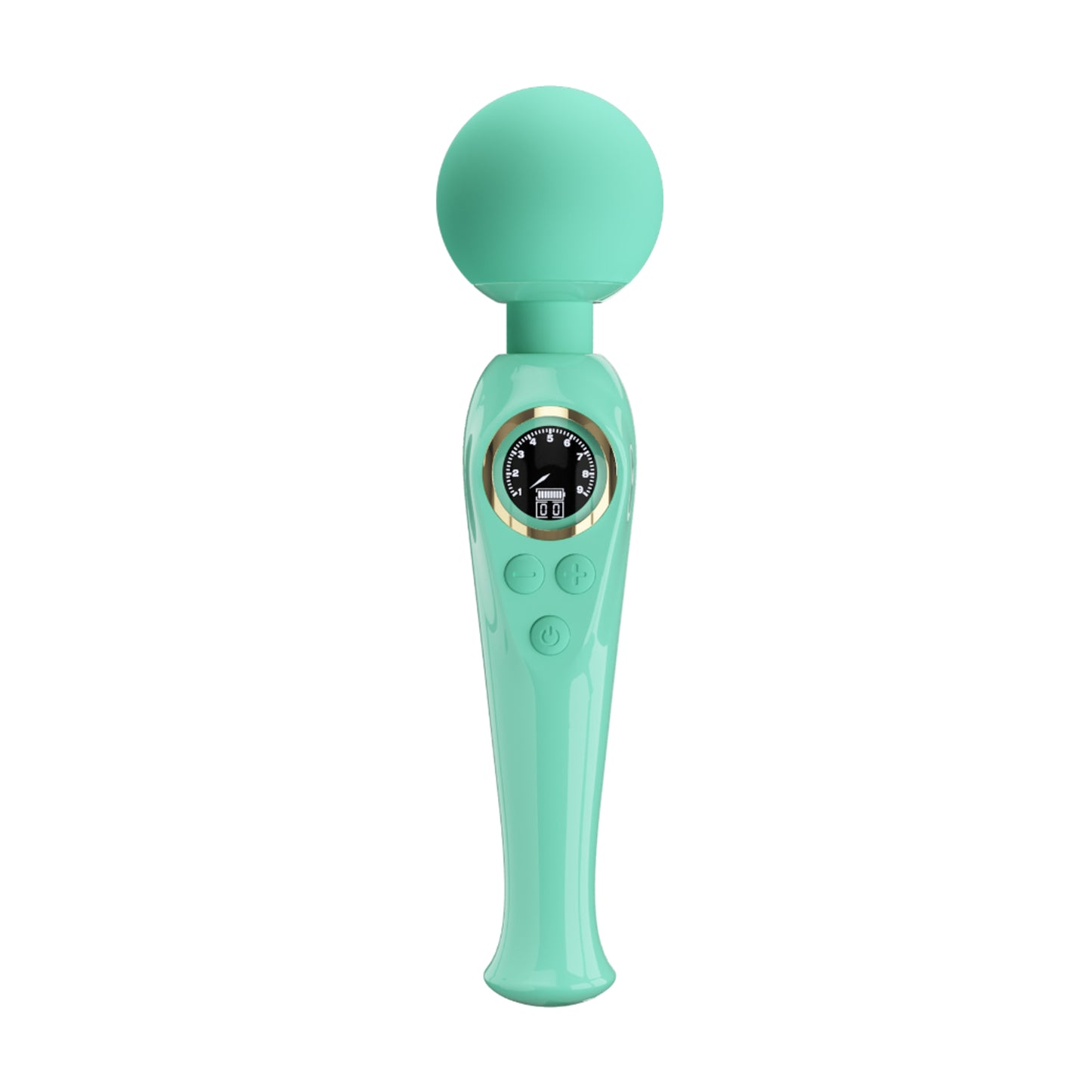 Front view showing wand head, LED display and controls