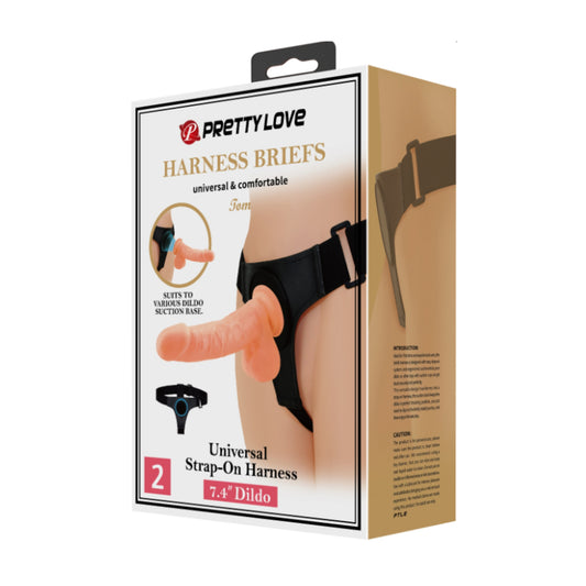 Retail packaging for Pretty Love Tom 7.4 Inch Strap-On Kit