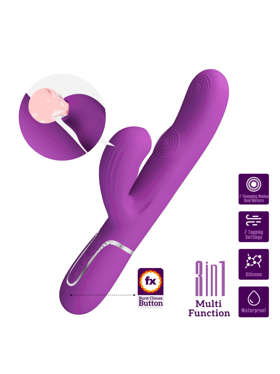 Pretty Love Perdita 3 In 1 Rabbit Vibrator Mauve