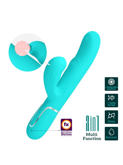 Pretty Love Perdita 3 In 1 Rabbit Vibrator Teal