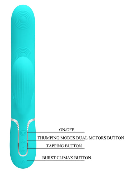 Pretty Love Perdita 3 In 1 Rabbit Vibrator Teal