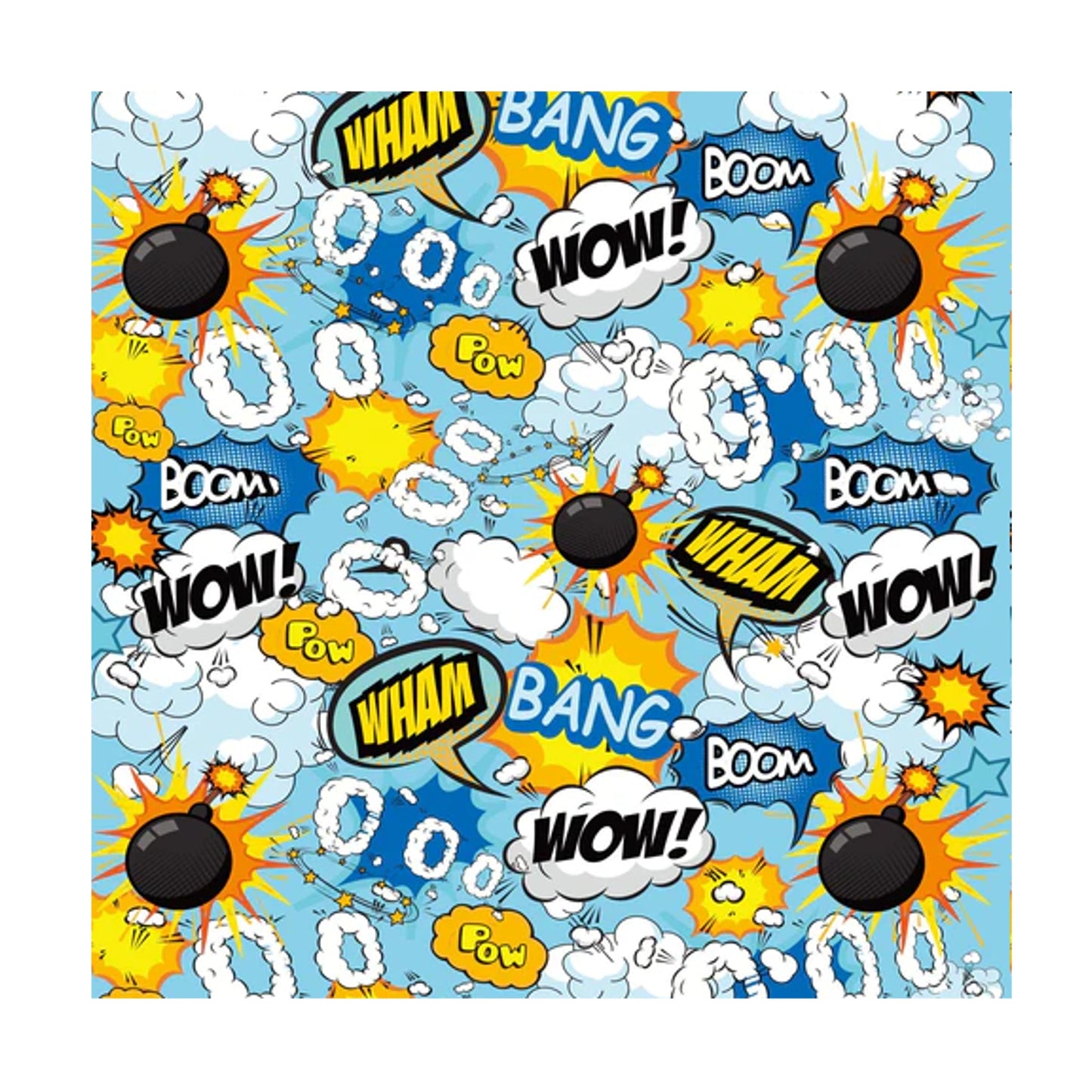 Close up of comic-inspired Bang print design
