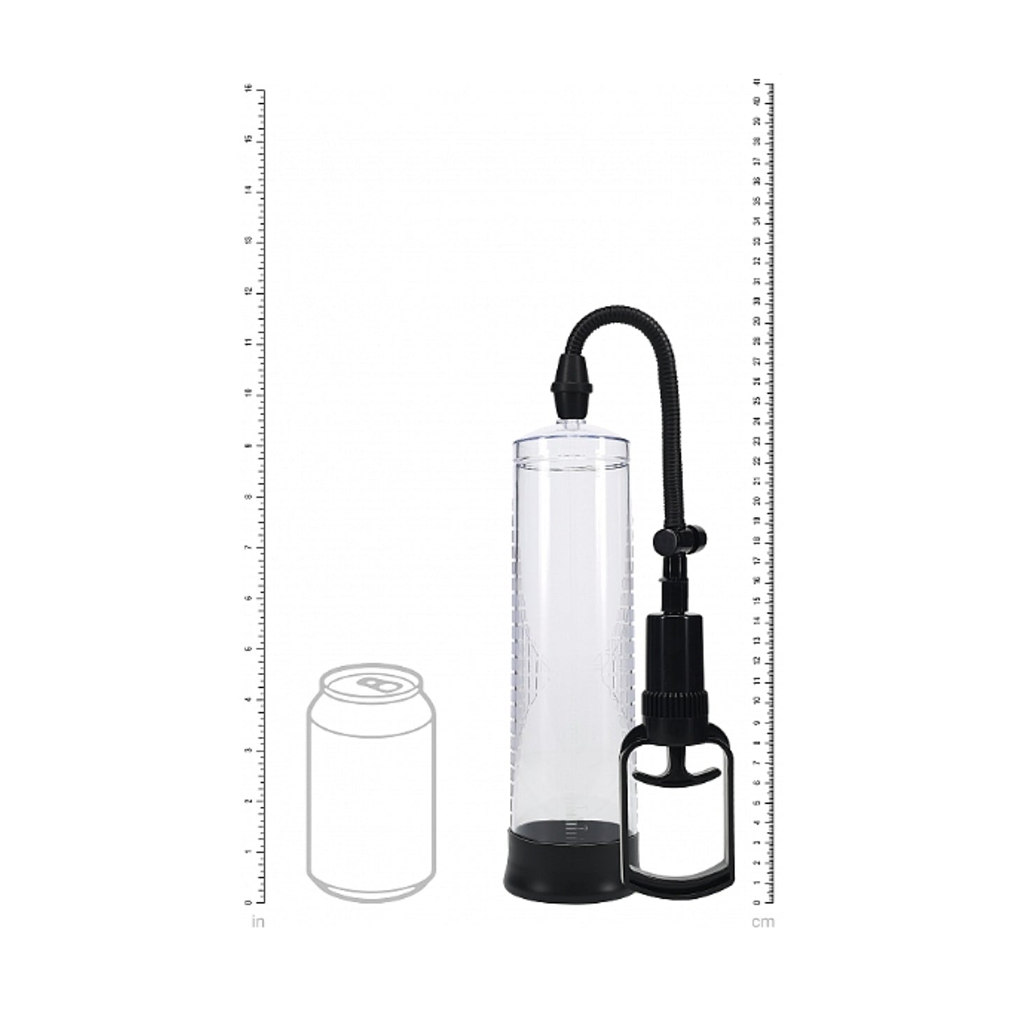 Measurement guide showing pump dimensions and size comparison