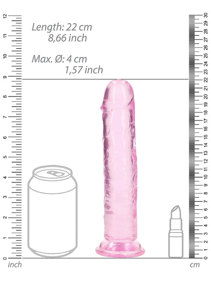 Real Rock Crystal Clear 8" Realistic Straight Dildo Pink