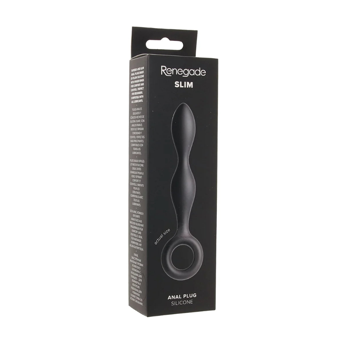 Renegade Slim Anal Plug Black in retail packaging