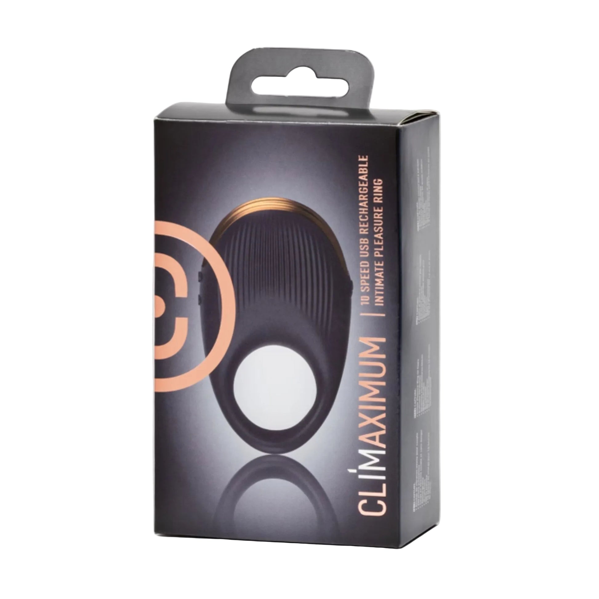 Retail packaging for Rocks Off Climaximum Capture Vibrating Cock Ring