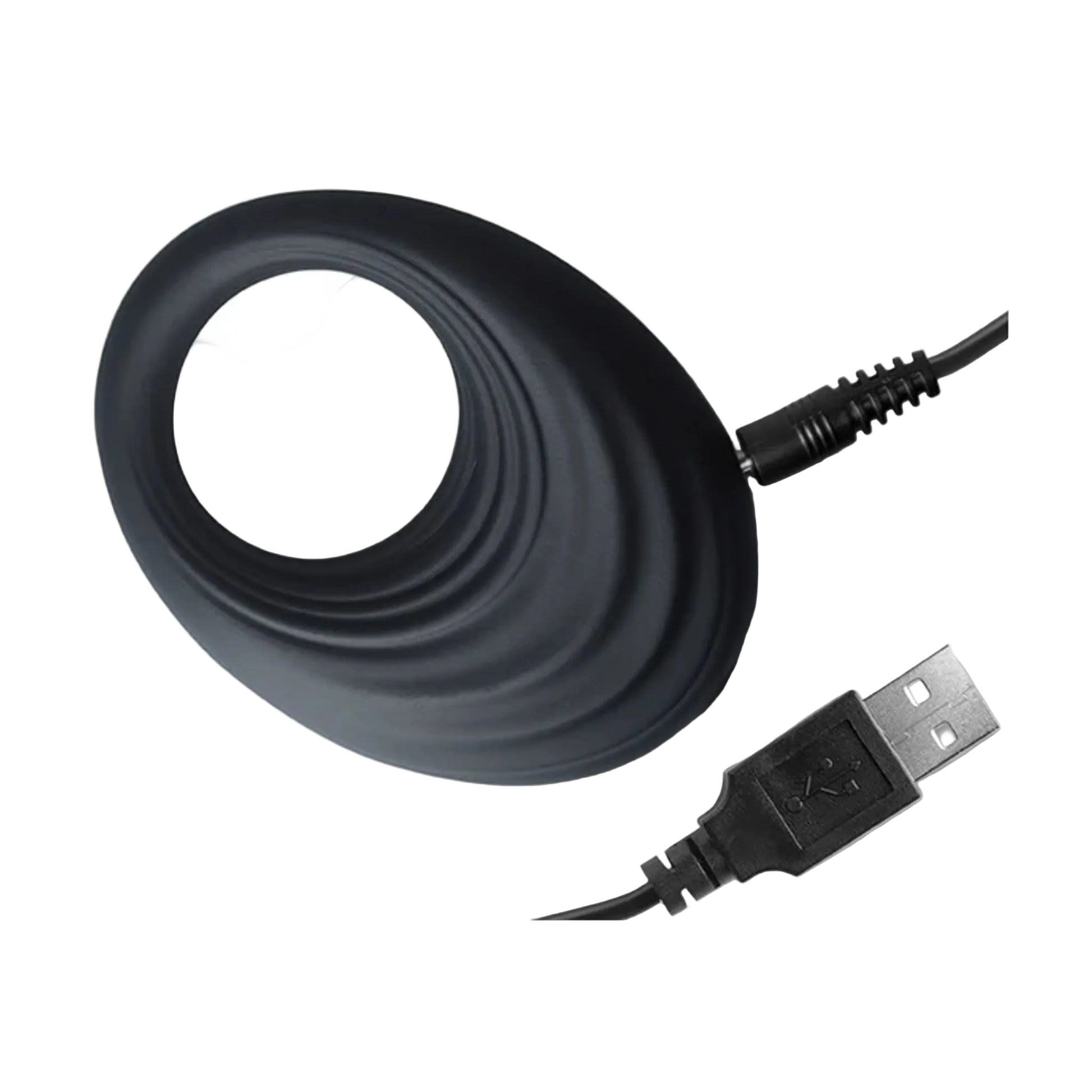 USB charging cable connected to the cock ring charging port
