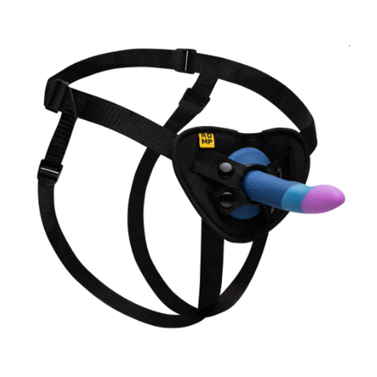 Angled view of Romp Piccolo strap-on kit assembled