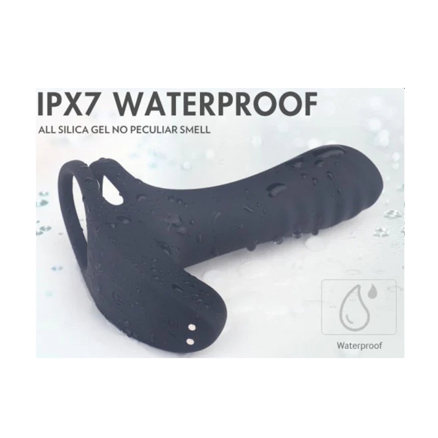 S-HANDE Frank RTC waterproof silicone body shown with water droplets