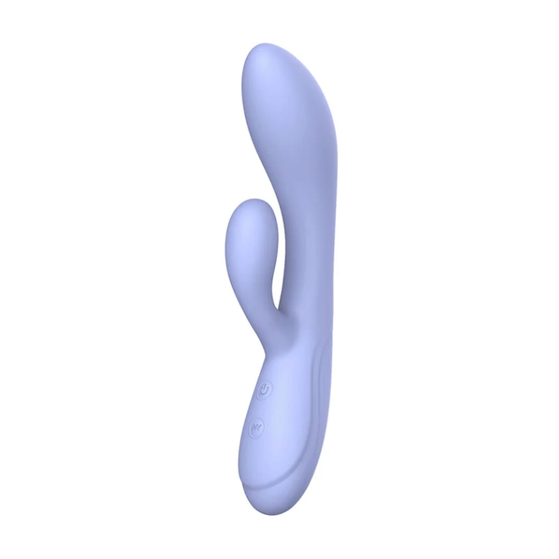 Side view showing curved shaft and clitoral stimulator