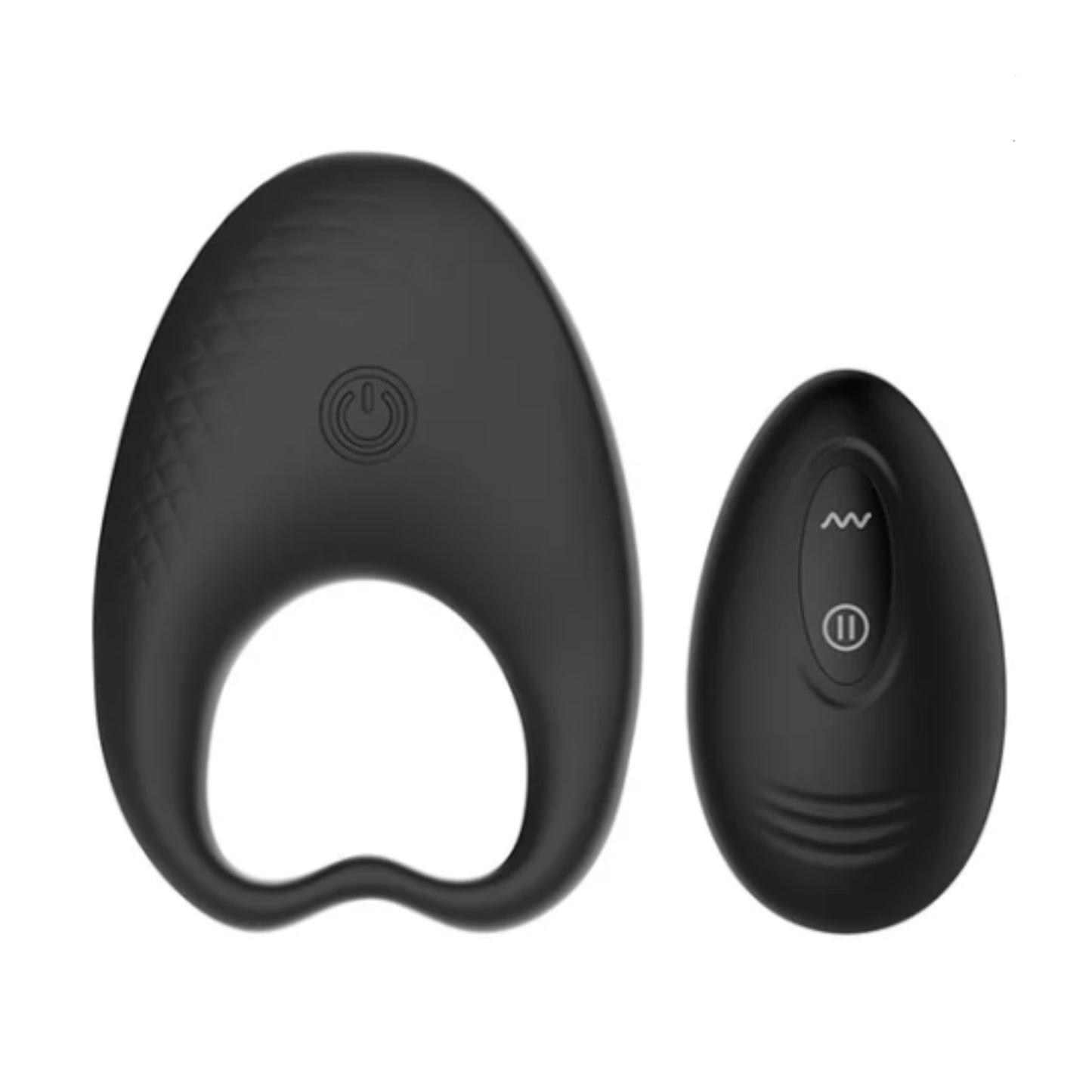 Black silicone vibrating cock ring with remote control
