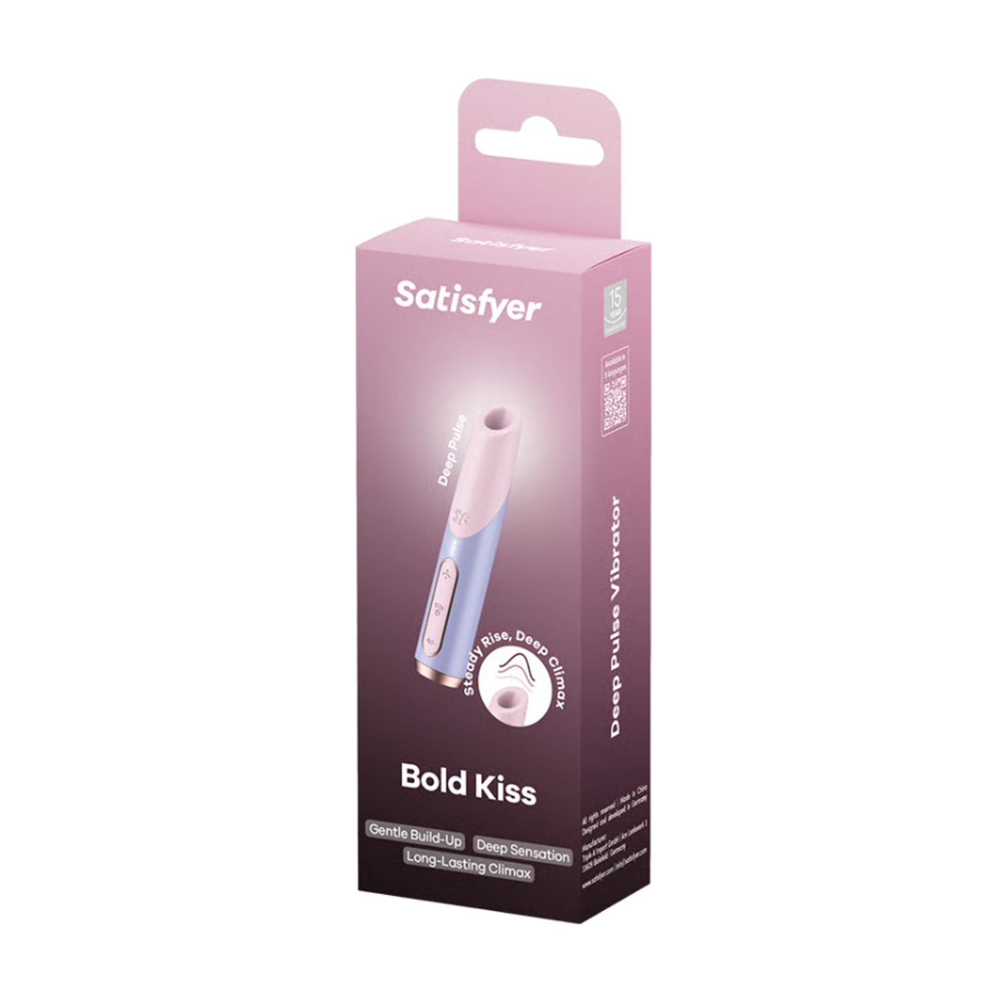 Satisfyer Bold Kiss Air Pulse Clitoral Stimulator in retail packaging