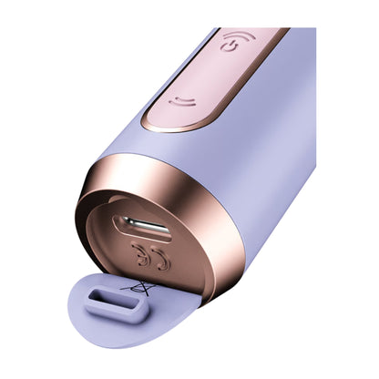 Close-up of USB-C charging connection and cover