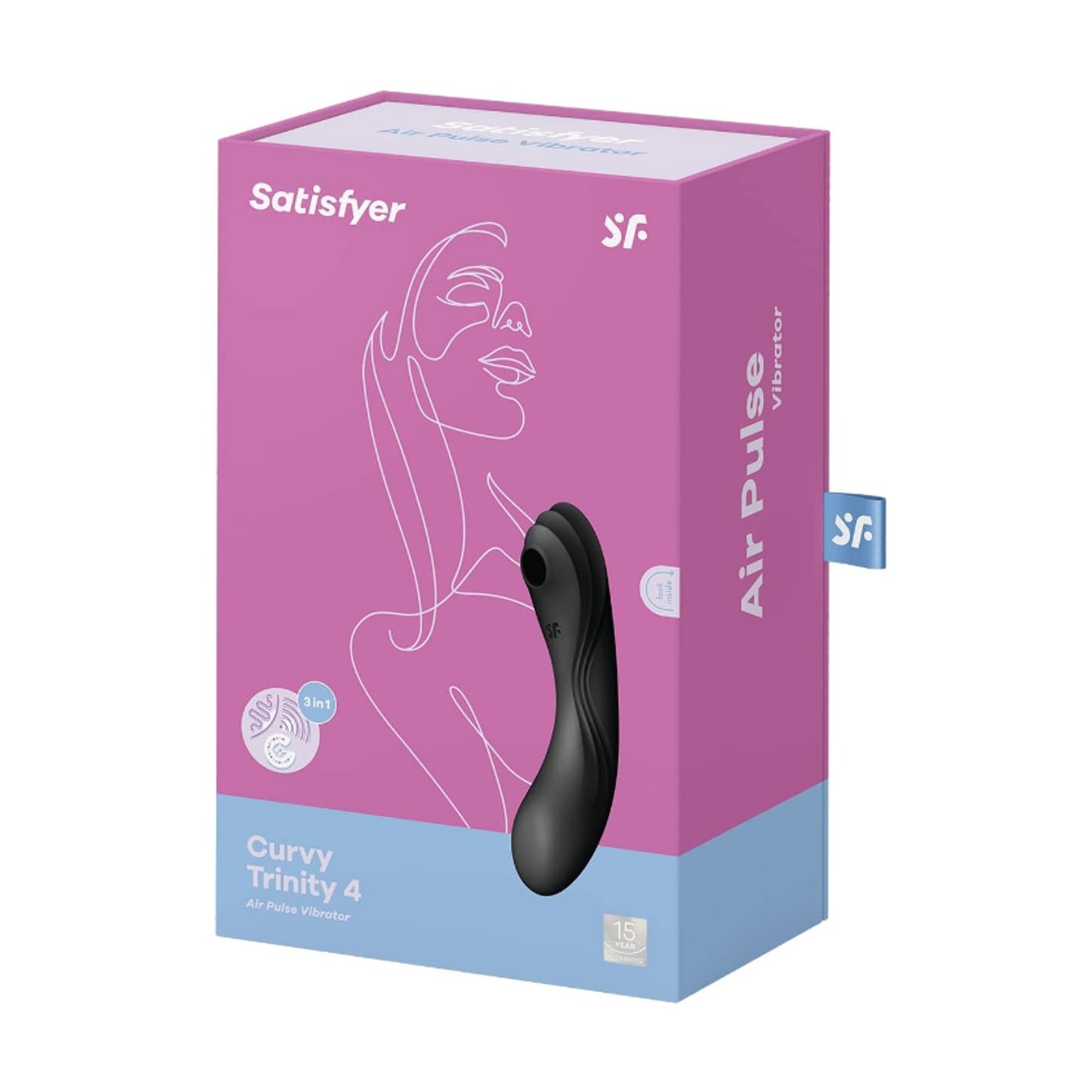 Satisfyer Curvy Trinity 4 Air Pulse Vibrator Black in retail packaging