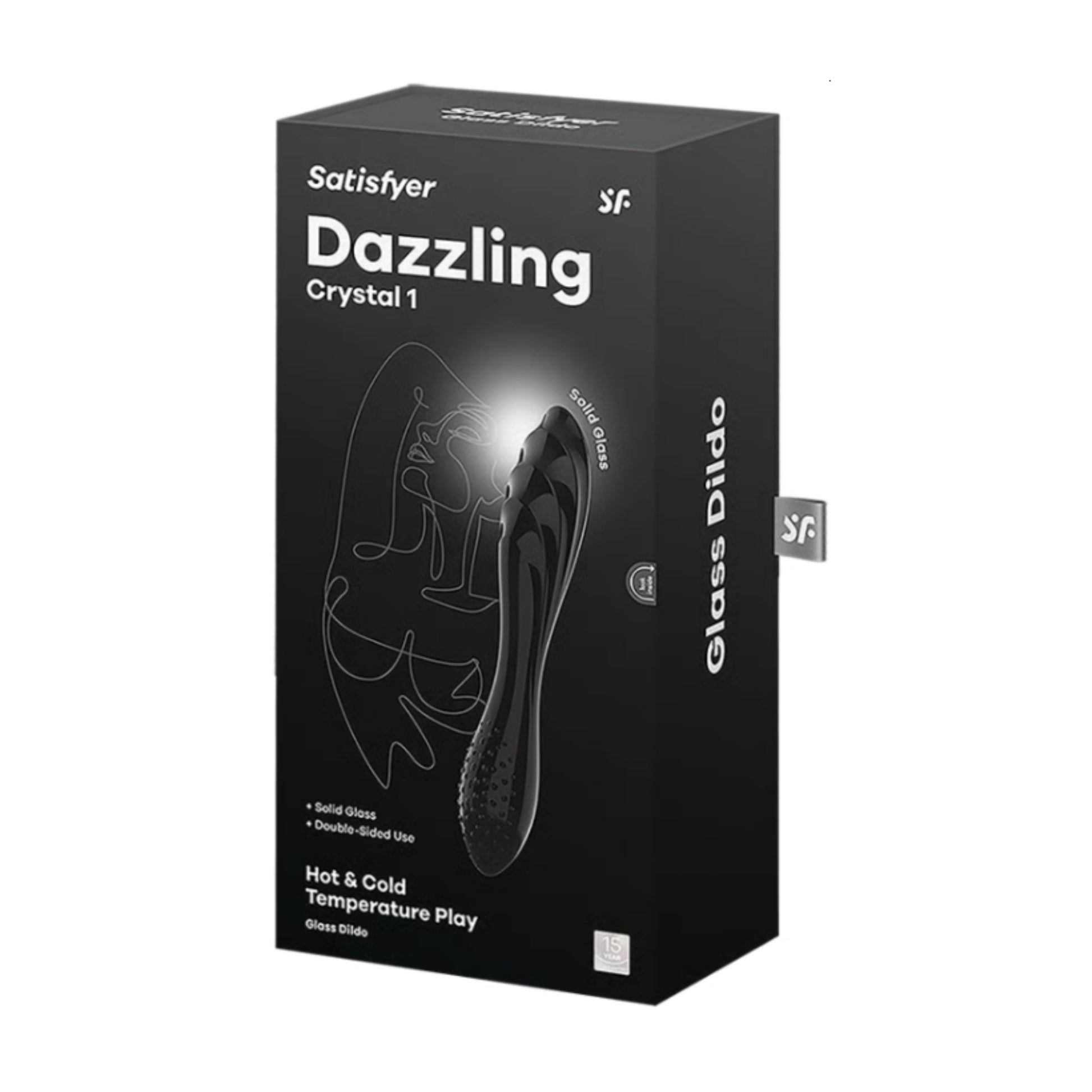 Satisfyer Dazzling Crystal 1 glass dildo in retail packaging