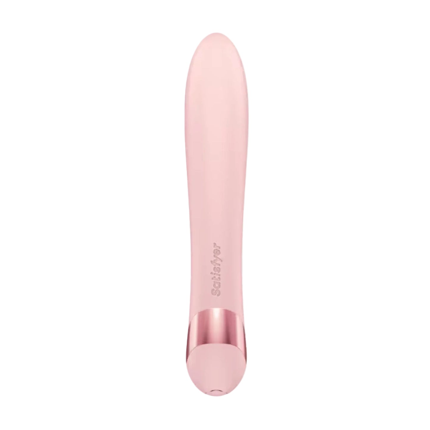 Back view of pink rabbit vibrator with rose gold trim