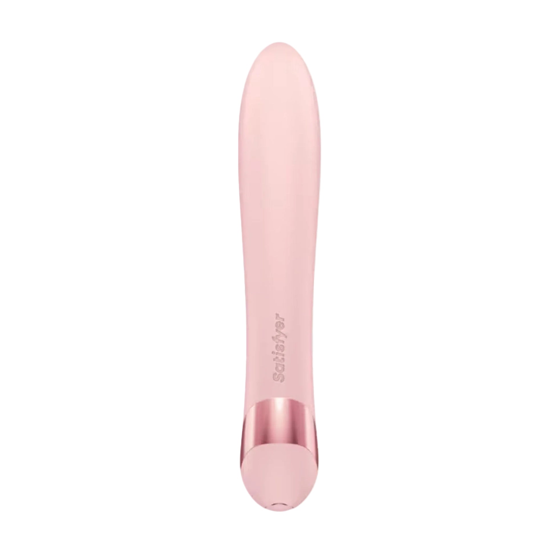 Back view of pink rabbit vibrator with rose gold trim
