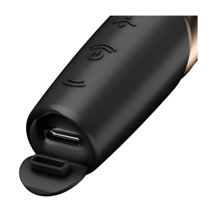 Close-up of USB-C charging connection and cover