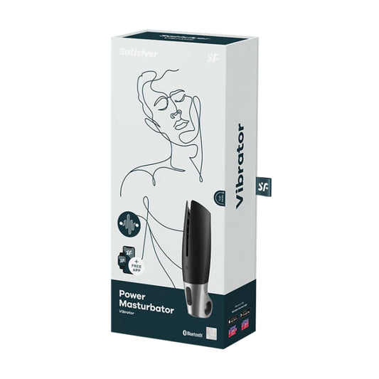 Satisfyer Power Connect Vibrating Masturbator in retail packaging