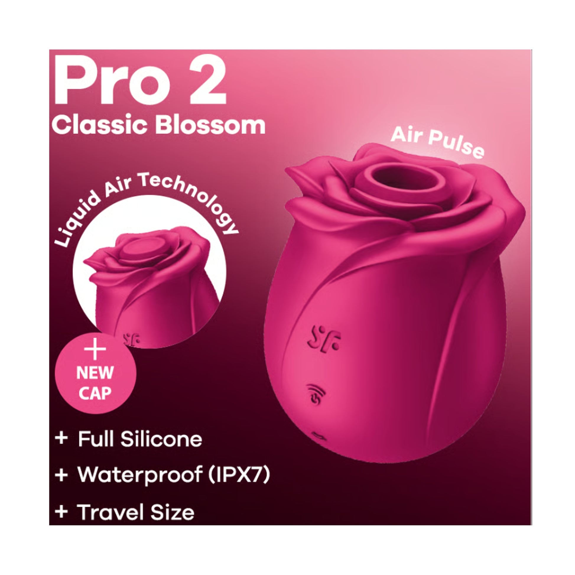 Promotional image showing Blossom rose air pulse vibrator 