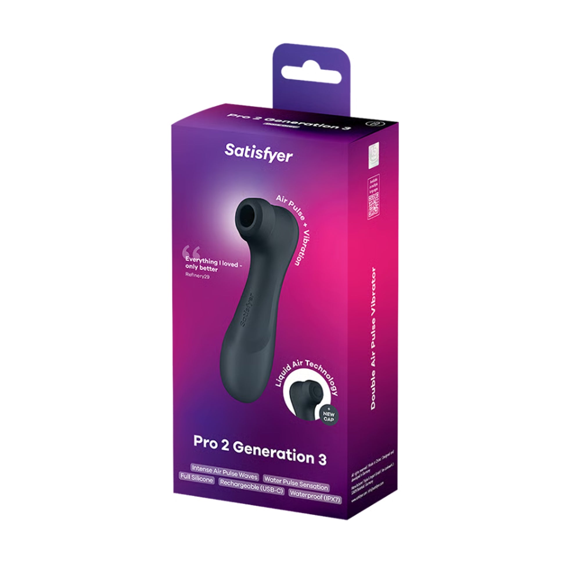 Satisfyer Pro 2 Gen 3 Air Pulse Vibrator Black in retail packaging 