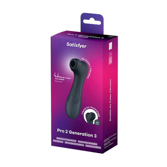 Satisfyer Pro 2 Gen 3 Air Pulse Vibrator Black in retail packaging 