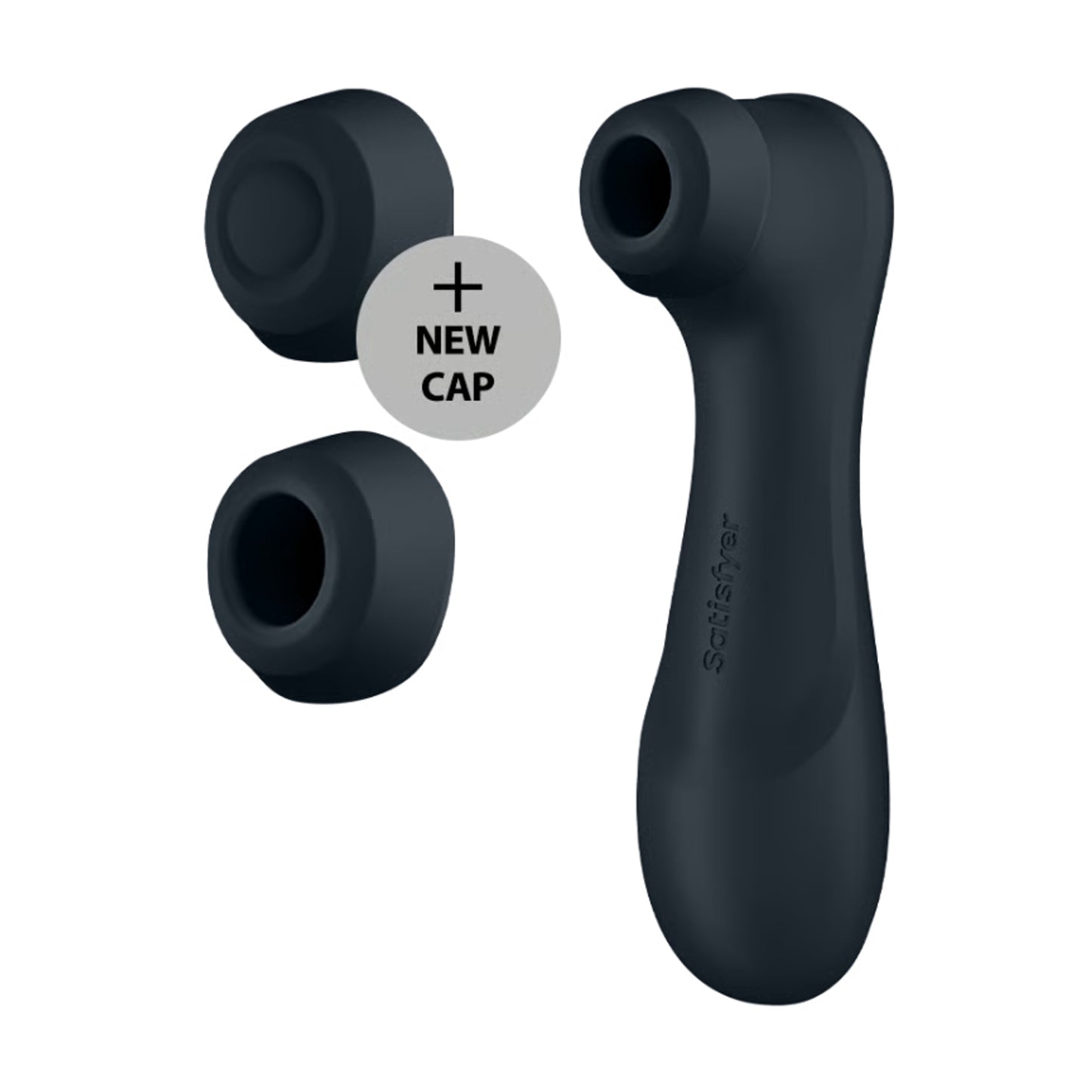 Air pulse vibrator with interchangeable stimulation caps displayed 