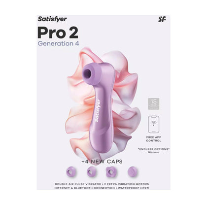 Satisfyer Pro 2 Gen 4 Connect Air Pulse Vibrator Amethyst in retail packaging